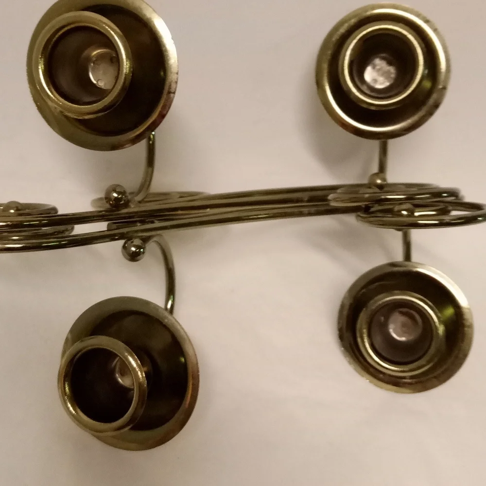 2 Brass Tealight Wall Candelabra Sconces Holders W/4 Crystal Diamond Cut Glass